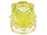 19.91CT LEMON QUARTZ AND DIAMOND ACCENT 18KT OVER STERLING SILVER RING