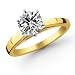 18k Yellow Gold 1.50 Carat Round Cut Cathedral Solitaire Diamond Engagement Ring (G-H ; SI1-2)