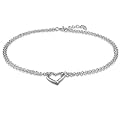 Sterling Silver Anklet Heart Chain - Ideal Gift For Mother Day, Anniversary, Engagement, Wedding, Birthday, For Her