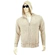 Thug or Angel Men's Jet Black collection, knitted beige hooded zip-up cardigan. JBLK3952