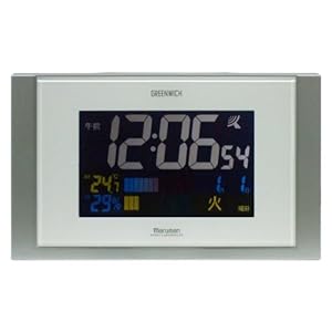 【クリックで詳細表示】GREENWICH(グリニッジ) デジタル 電波時計 温度 湿度表示 液晶カラー表示 MJA339SW