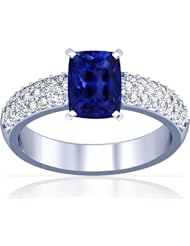 Platinum Emerald Cut Blue Sapphire Ring With Sidestones (GIA Certificate)