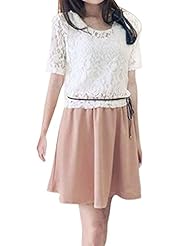 Lace Sheer Cotton/Polyester Elasticized   Waistline  Dress