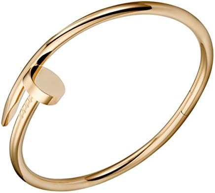 Exwking Stylish Nail Bracelet for Women Men Screws Jewelry Titanium Steel Jewelry (Gold)