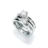 Buckley Rhodium CZ Trio Ring Set