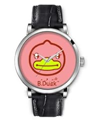 SPRAWL Aanalog Fashion Series Silver Ladies Watches of Genuine Black Leather Strap,Unique Wrist Watch for Women Girls Designed with Cute pink duck