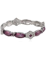 1928 Jewelry "Enamel Bracelets" Silver-Tone Stretch Bracelet, 2.6"