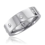 Men's Stainless Steel Diamond Band Ring (H, SI, 0.20 carat)-Band Width:6mm