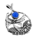 Sterling Silver Elven Flower Fairy with Siberian Blue Quartz Slide Pendant