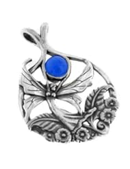 Sterling Silver Elven Flower Fairy with Siberian Blue Quartz Slide Pendant