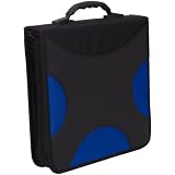 128 Disc CD / DVD / Video Game Cross Blue Design Wallet Booklet Blinder Storage Organizer Carrying Case with Handle
