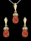 Abbey - Lovely 14k Earring & Pendant Set with Orange Briolettes