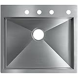 KOHLER K-3822-4-NA Vault Medium Single Kitchen Sink with Four-Hole Faucet Drilling
