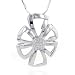 Silver & Diamond Flower Pendant w/ 8-Side Flexible Snake