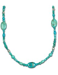 Sterling Silver Kingman Turquoise Long Beaded Station Necklace - 36"