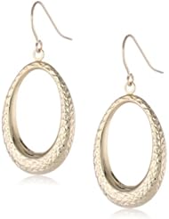 14K Yellow Gold Diamond Cut High Polished Dangle Oval Earrings