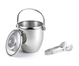 Brilliant Stainless Steel Covered Ice Bucket & Ice Tongs Set - Fine StainlessLUX Barware for Your Enjoyment