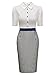 Miusol Women's Business Polo Neck Contrast stripe Short Sleeve Fitted Pencil Dress