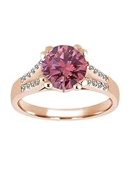 1.14 Ct Round Pink and White Diamond 14K Rose Gold Ring