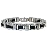 Stainless Steel Men's Bracelet w/ Rubber, 8.50''