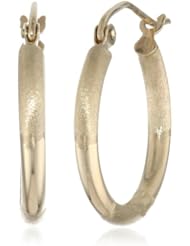 14k Yellow Gold High Polish and Matte Hoop Earrings