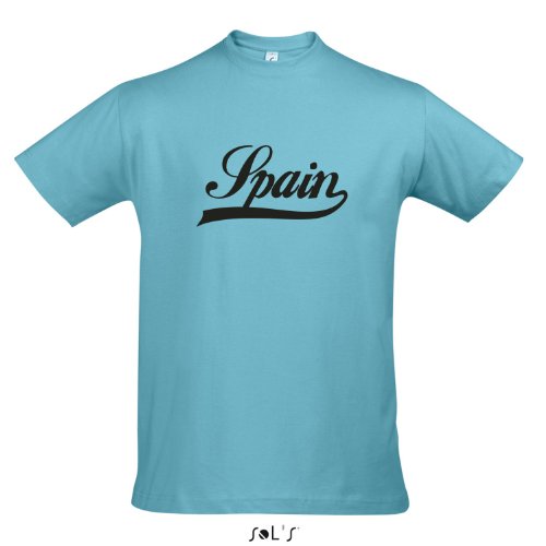 T-Shirt Spanien Oldschool Spain LÄNDERSHIRT EM / WM FAN Trikot S-XXL , Atoll blue – schwarz , S