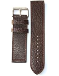 22mm Brown Flat Sport Calfskin Leather with Red Loop Keeper No Taper