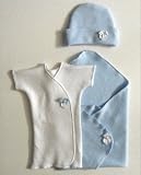 Tiny Infant Light Blue Wrap and Gown Set (Three Sizes0, Small Preemie 3-6 Pounds