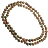 Beautiful Genuine Autumn Jasper Necklace - Knotted - 8mm Beads - 32 Inch Length
