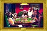 FRAMED KELLY DOGS PLAYING CARDS POKER POSTER FR 24029