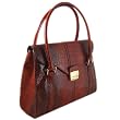 Pratesi Award-Winning Pinturichio Large Leather Ladies' Handbag in Stunning Cognac Croco-Embossed Leather