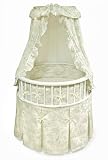 White Elegance Round Baby Bassinet w/Sage Toile Bedding