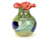 100% Handcraft Murano Glass Art Colorful Swirls Vase