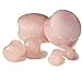 Pair Of Double Flare Organic Rose Quart Stone Ear Plug Piercings (Multiple Sizes Available)