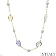 DV ITALY Nice Necklace With 72.00ctw Precious Stones - Genuine Agates, Amethysts and Citrines Crafted in 14K/925 Gold plated Silver. Total item weight 34.2g Length 25in