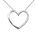 Platinum Plated Sterling Silver Diamond Heart Pendant with 18
