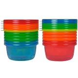 The First Years 6 Pack Take & Toss Bowls with Lids, 8 Ounce, Colors May Vary