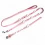 Pink Dog Collar with Lead, Flower Leather Leash and Collar