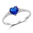 Sterling Silver Heart Shaped Blue Sapphire CZ Ring Sizes 4 to 9