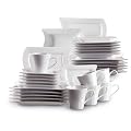Domestic 921351 Kombiservice Perfetto mit je 6 Tassen, Untertassen, Desserteller, Teller tief und Teller flach, 30-teilig