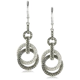JUDITH JACK Marcasite and Crystal Knot Drop Earrings