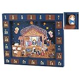 Kurt Adler Wooden Nativity Advent Calendar with 24 Magnetic Figures