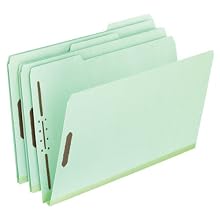 Pendaflex Pressboard Folder With Fasteners, 1/3 Cut, Legel Size, Light Green, 25 Per Box (17183)