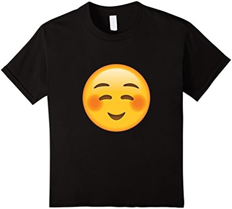 Kids Smiling Face Cheek Blush Shy Happy Emoji T Shirt 10 Black