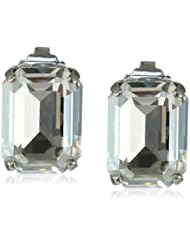 Sorrelli "Viridescence" Emerald Cut Silver-Tone Stud Earrings