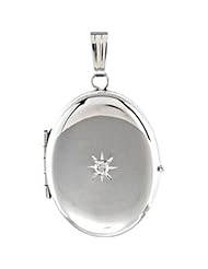 Oval Locket with Diamond Accent in 14k White Gold