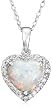 10k Choice of White or Yellow Gold, October Birthstone, Created-Opal and Diamond Heart Pendant