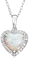 10k Choice of White or Yellow Gold, October Birthstone, Created-Opal and Diamond Heart Pendant