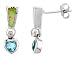 Sterling Silver, Synthetic Pink Opal Stud Earrings with Heart Shape Blue CZ, 3/4 (19 mm) long