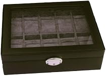 Watch Box Storage Case Leather For 10 Watches With Lucite Window